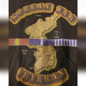 Korean War Veteran Graphic T-Shirt Large Black Short Sleeve